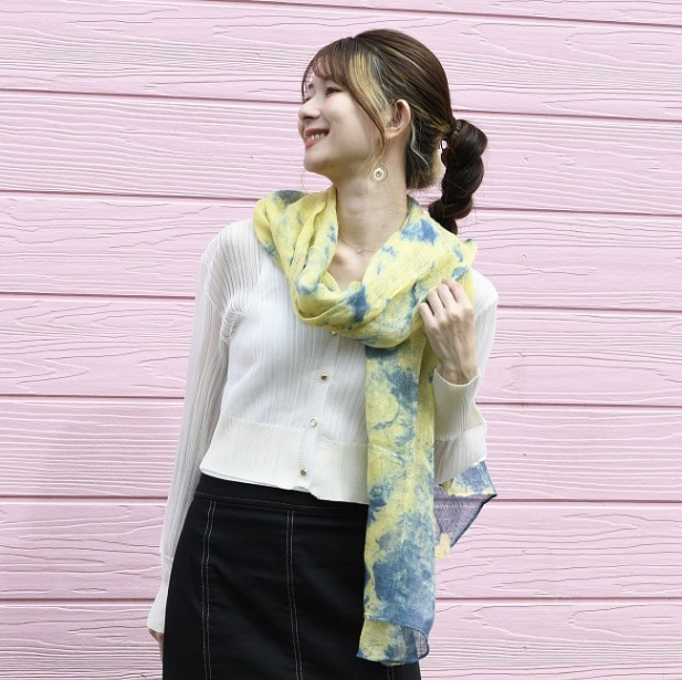 IZ1103 ストール ＜ふくぎ染×藍＞通販｜かりゆしウェア専門店【月桃物語】