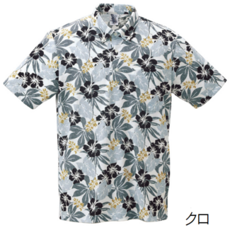 【アウトレット】【クロ・M・Lのみ】HP1800　メンズポロ　＜ハイビリーフ柄＞　ボタンダウン