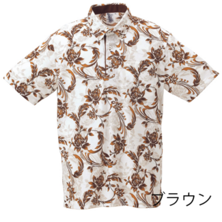 【アウトレット】【ブラウン・M・L・3L・4Lのみ】HP1801　メンズポロ　＜唐草柄＞　ボタンダウン