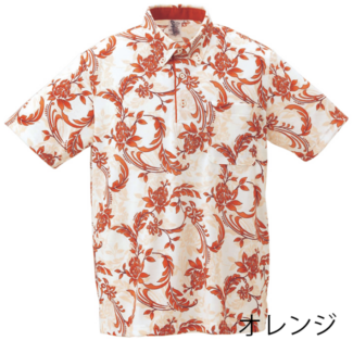 【アウトレット】【オレンジ・L・3L・4Lのみ】HP1801　メンズポロ　＜唐草柄＞　ボタンダウン