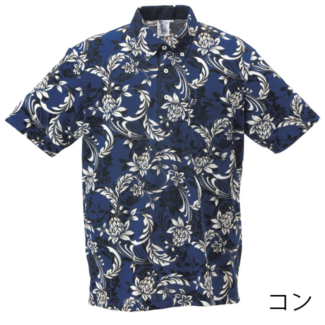 【アウトレット】【コン・3Lのみ】HP1801　メンズポロ　＜唐草柄＞　ボタンダウン