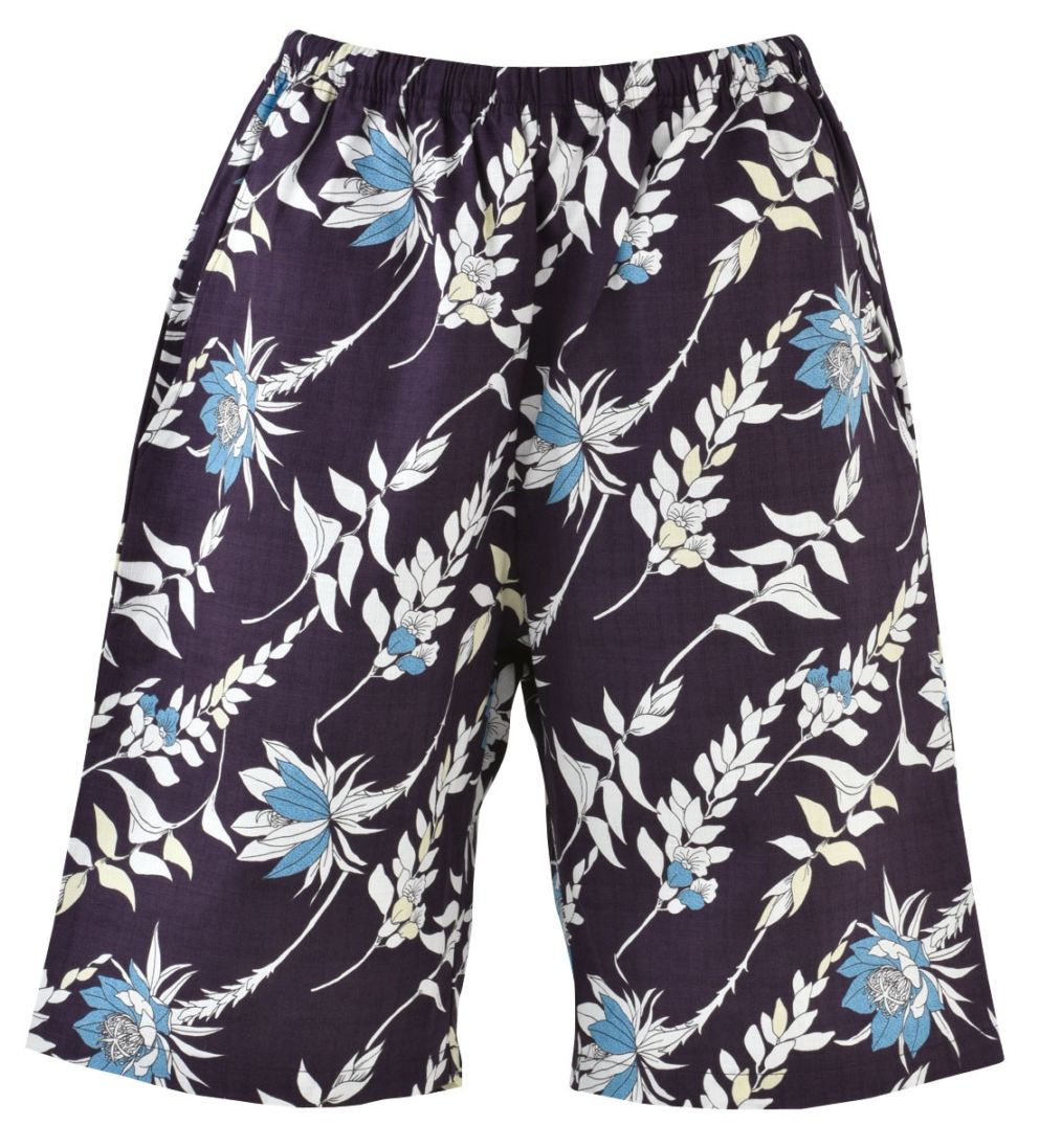 【アウトレット】【コン】G1854TA　男女兼用　＜月下美人柄＞　ショートパンツ