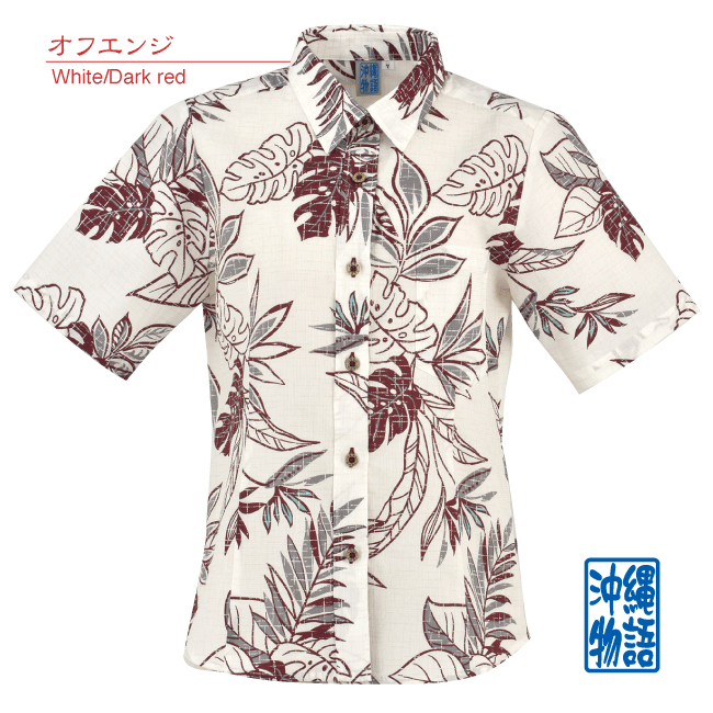 【アウトレット】【オフエンジ・7号のみ】OK1110　レディース　＜ストレチア柄＞　シャツカラー半袖