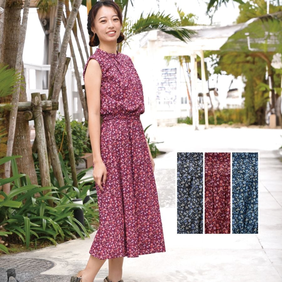 EM1198W　レディース　＜サラサ柄＞　ワンピース