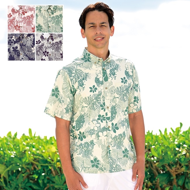 OK1858　メンズ　＜ミズガンピ柄＞　ボタンダウン