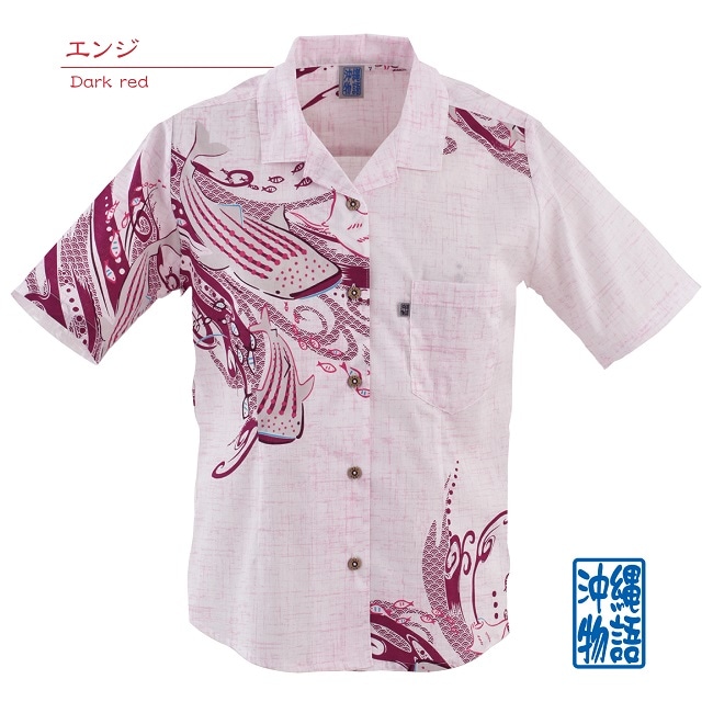 OK1164　レディース　＜ジンベイ柄＞　開襟　半袖