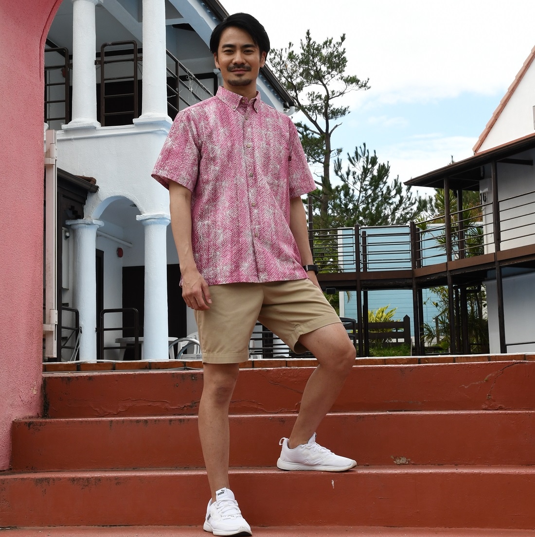 G1862 メンズ ＜サガリバナ柄＞ ボタンダウン通販｜かりゆし