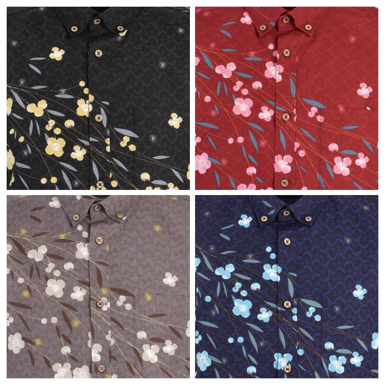 45R ボタニカル 柄 ボタンダウン シャツ サイズ3 G1866 メンズ ＜イジュ柄＞ ボタンダウン通販｜かりゆしウェア専門店