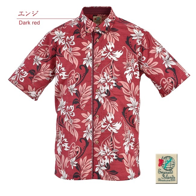 EM1884　メンズ　＜ストアロハ柄＞　ボタンダウン
