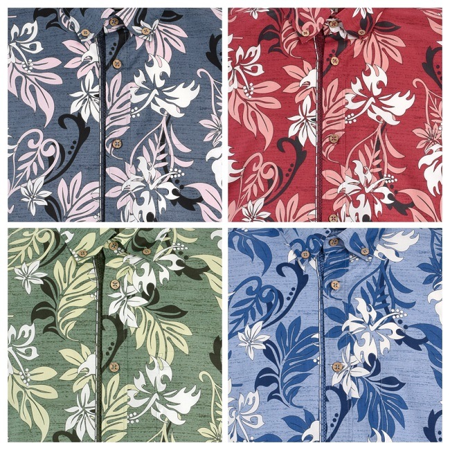 EM1884　メンズ　＜ストアロハ柄＞　ボタンダウン