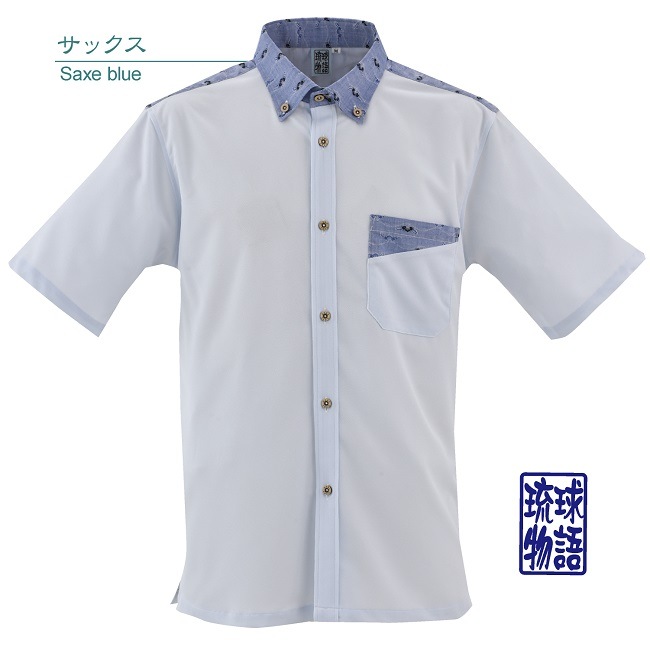 T1804　メンズ　＜霊芝波紋様使い＞　ボタンダウン