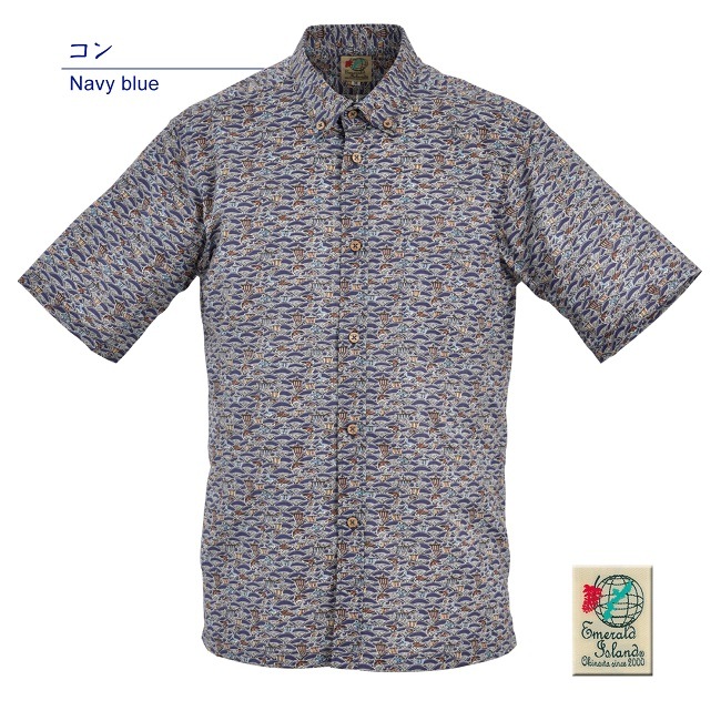 EM1886B　メンズ　＜青海波柄＞　ボタンダウン