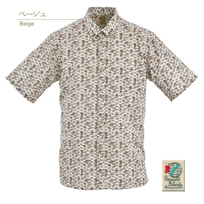 EM1886　メンズ　＜青海波柄＞　ボタンダウン