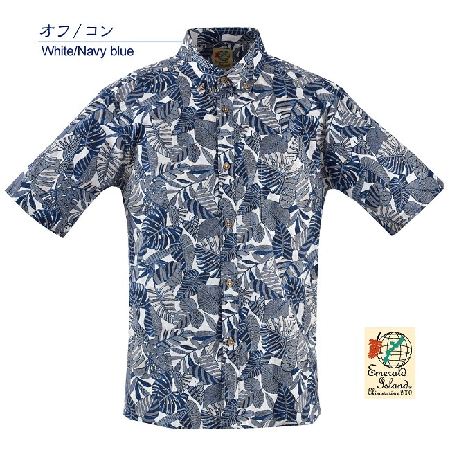 EM18500　メンズ　＜沖縄リーフ柄＞　ボタンダウン