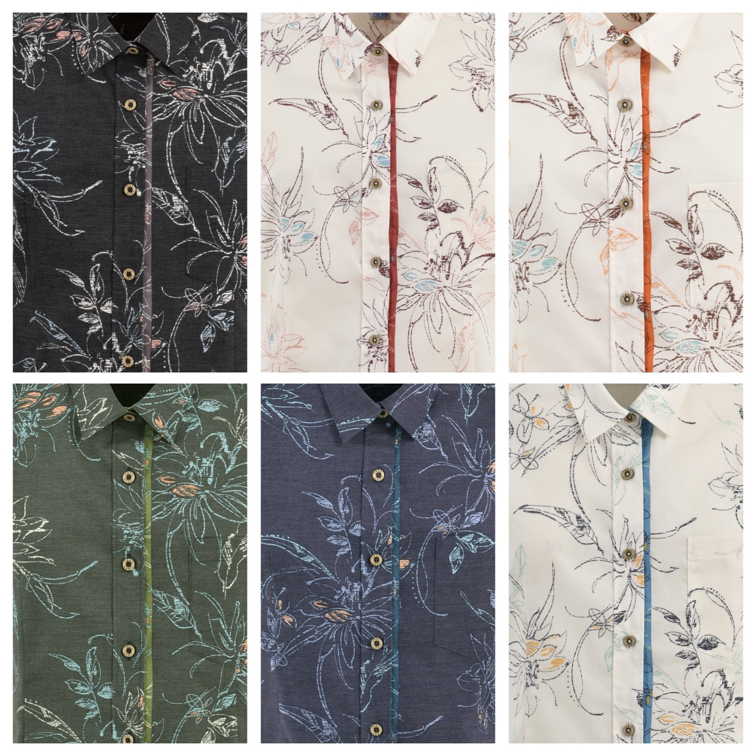 OK1138　レディース　＜月下美人柄＞　シャツカラー