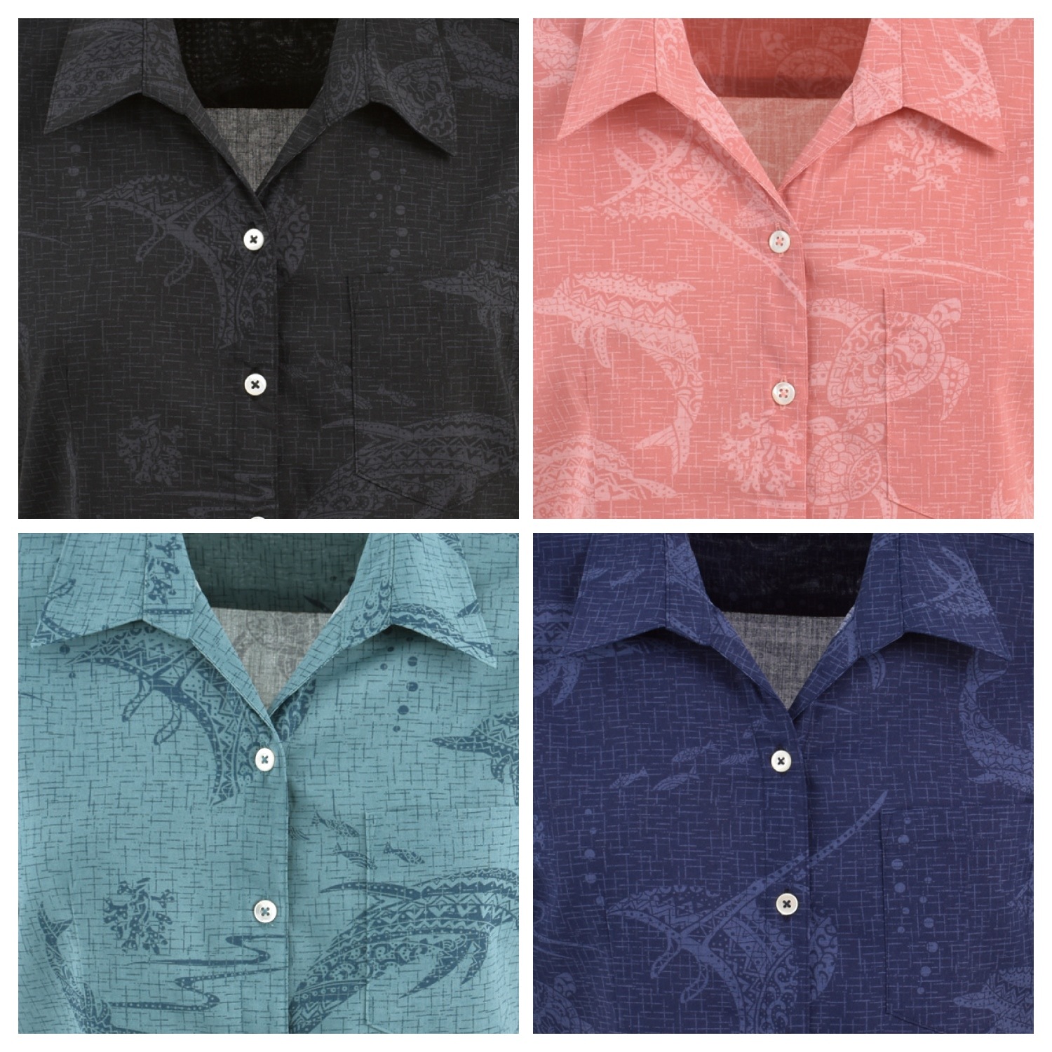 OK1130　レディース　＜海柄＞　スキッパー半袖