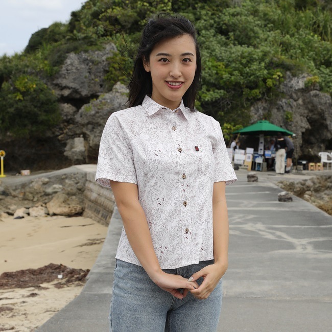 G1171　レディース　＜ライン柄＞　シャツ半袖