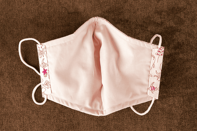 クレンゼ加工　洗える布マスク　＜海の仲間小柄＞　スモールサイズ【エンジ】