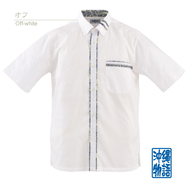 【数量わずか】OKJ1834B　メンズ　＜ブーゲントゥイ模様柄＞　ボタンダウン