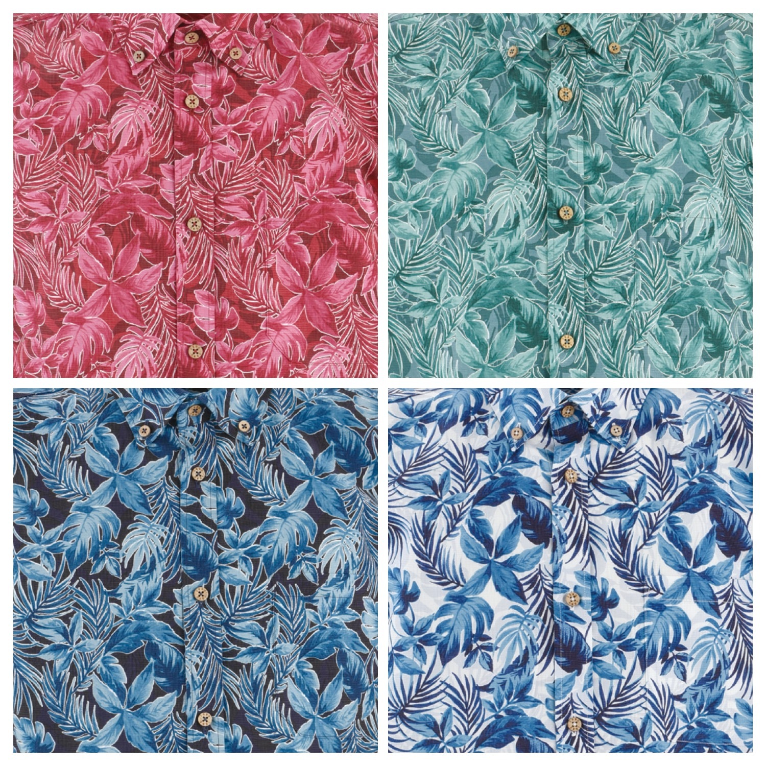 G1867B　メンズ　＜モンステラリーフ柄＞  ボタンダウン