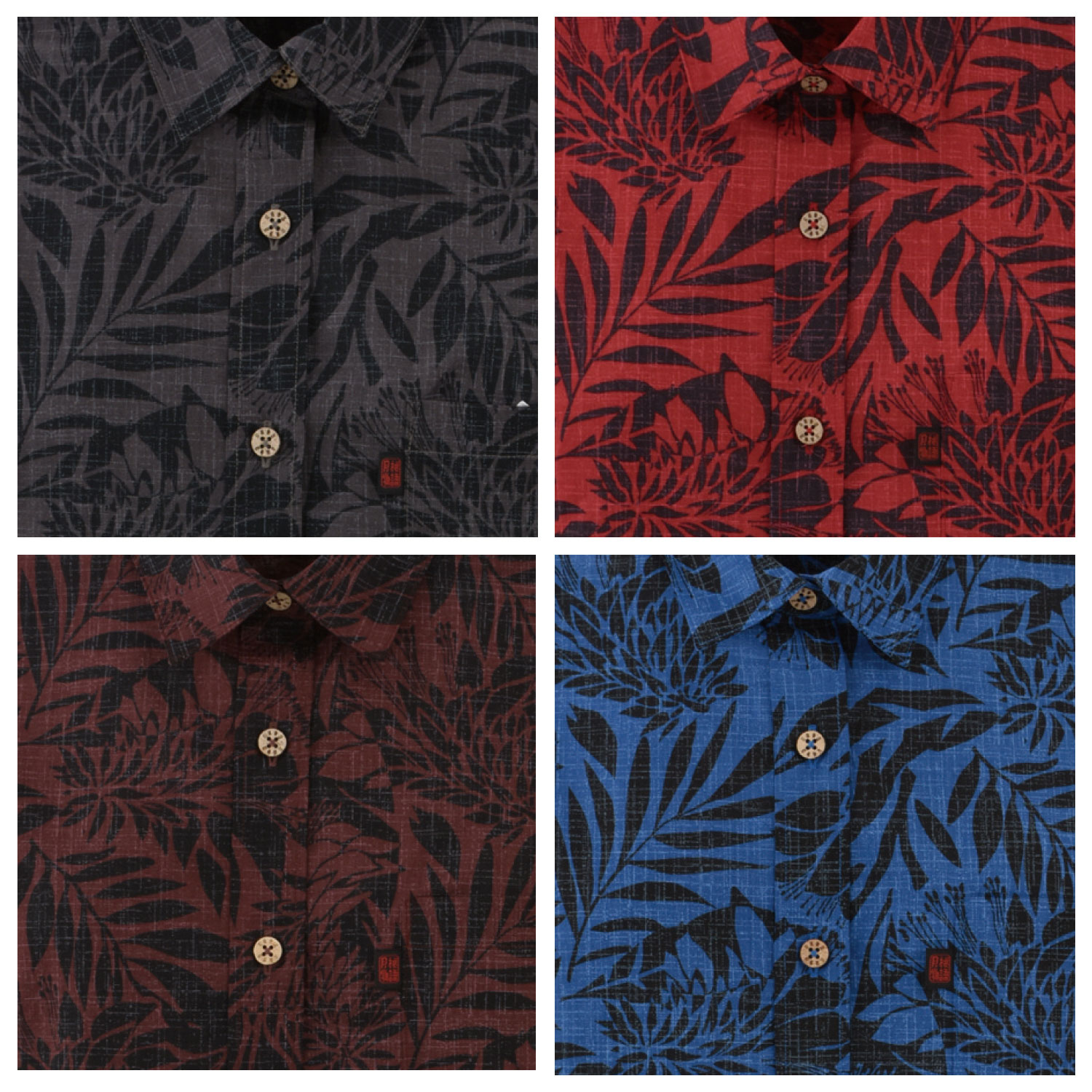 G1863 メンズ ＜デイゴ柄＞ ボタンダウン通販｜かりゆしウェア専門店