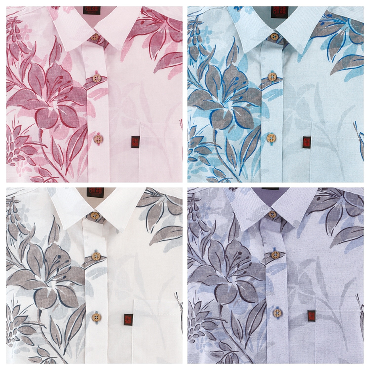 G1169　レディース　＜テッポウユリ柄＞  シャツ 半袖