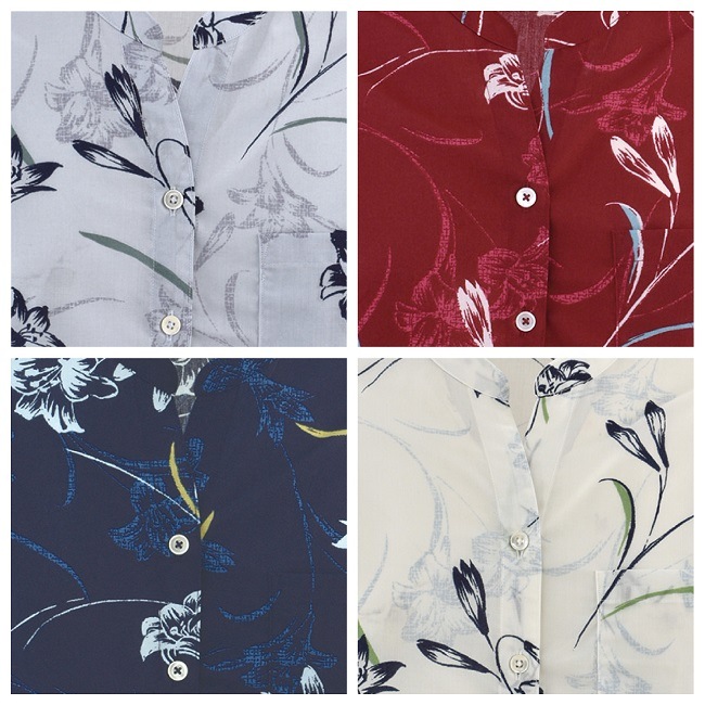 OK1166　レディース　＜テッポウユリ柄＞　マオスキッパー　七分袖