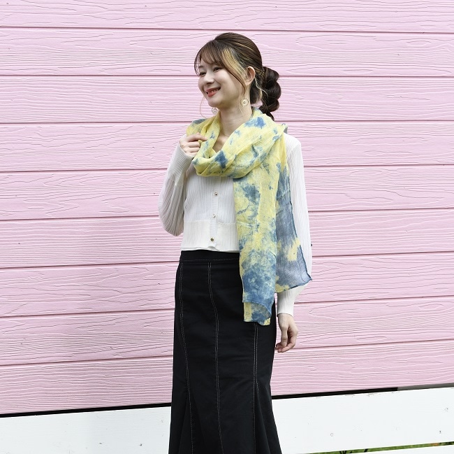 IZ1103 ストール ＜ふくぎ染×藍＞通販｜かりゆしウェア専門店【月桃物語】