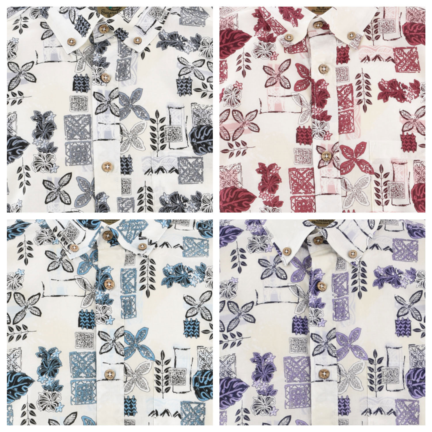 EM1879　メンズ　＜パッチワーク柄＞　ボタンダウン