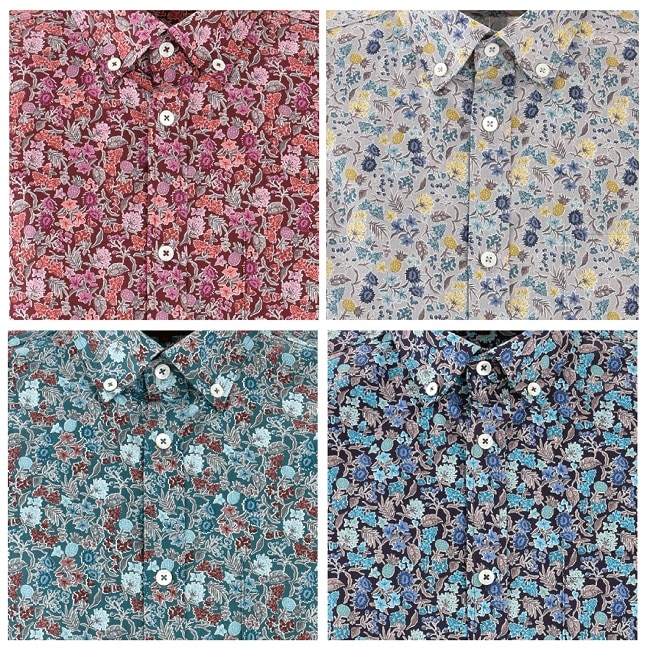 G1965 メンズ ＜小花柄＞ ボタンダウン 長袖通販｜かりゆしウェア専門