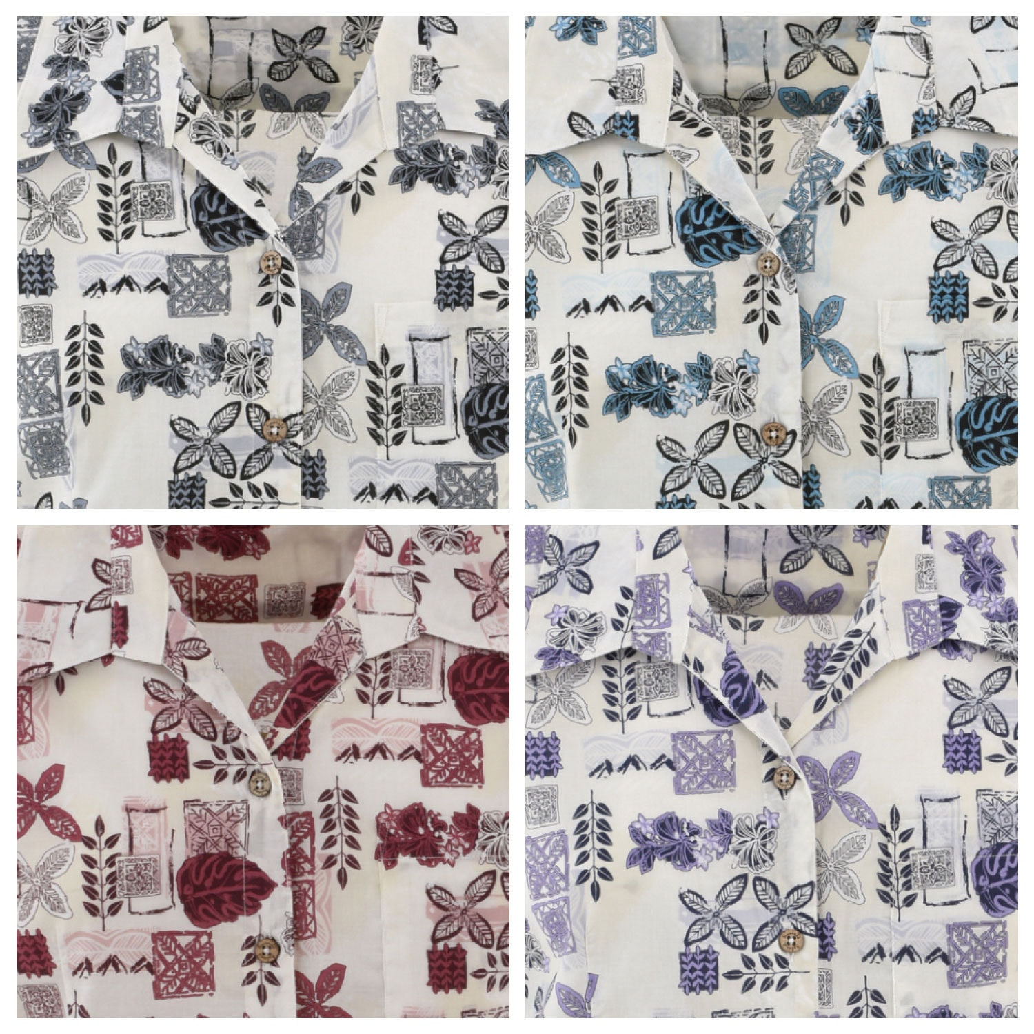 EM1179　レディース　＜パッチワーク柄＞　スキッパー