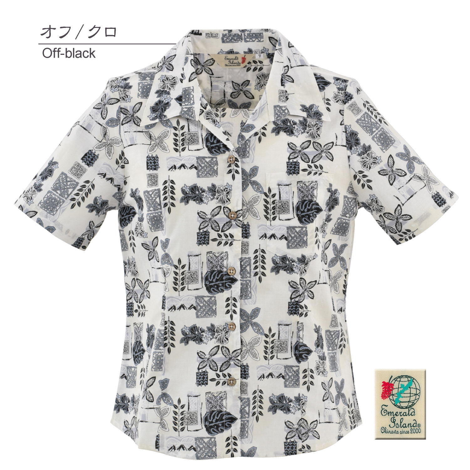 EM1179　レディース　＜パッチワーク柄＞　スキッパー