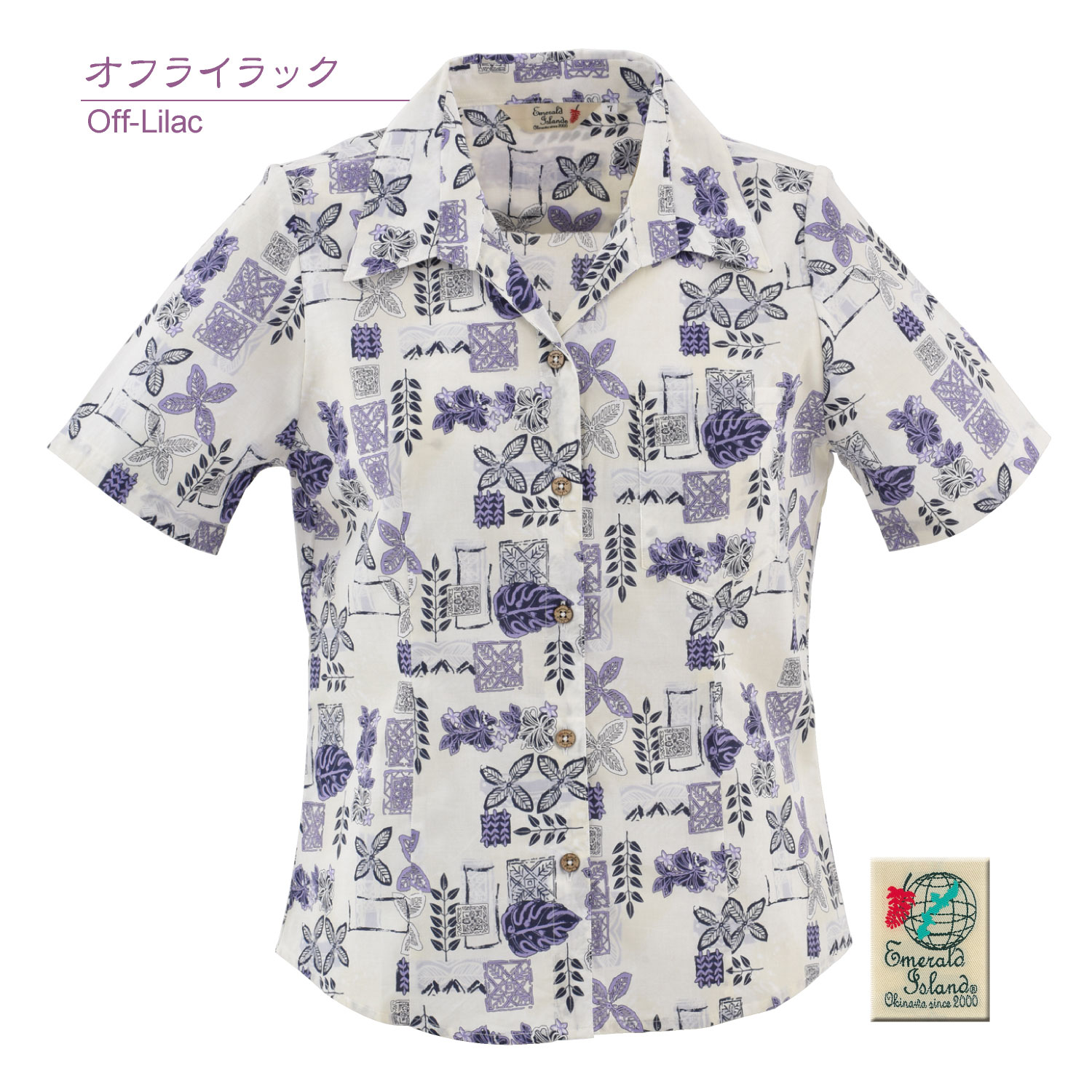 EM1179 レディース ＜パッチワーク柄＞ スキッパー通販｜かりゆし