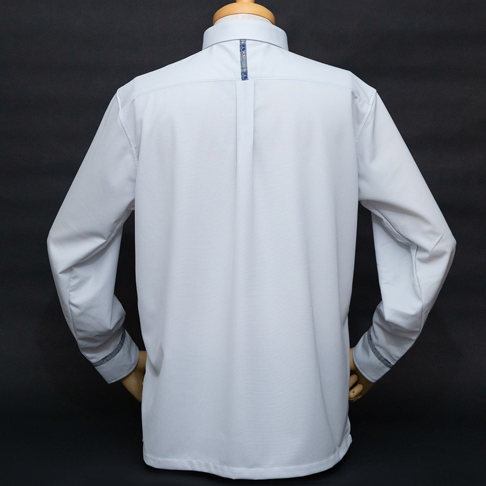 T1901　メンズ　＜七宝紋様柄使い＞　ボタンダウン　長袖