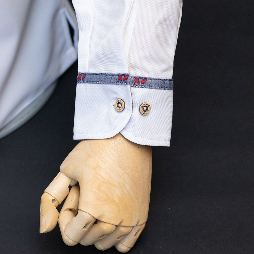 【3L】T1901B　メンズ　＜七宝紋様柄使い＞　ボタンダウン　長袖