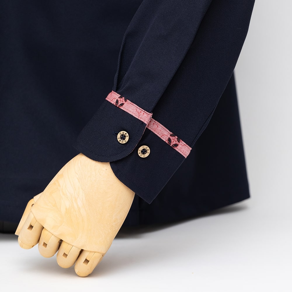 【3L】T1901B　メンズ　＜七宝紋様柄使い＞　ボタンダウン　長袖