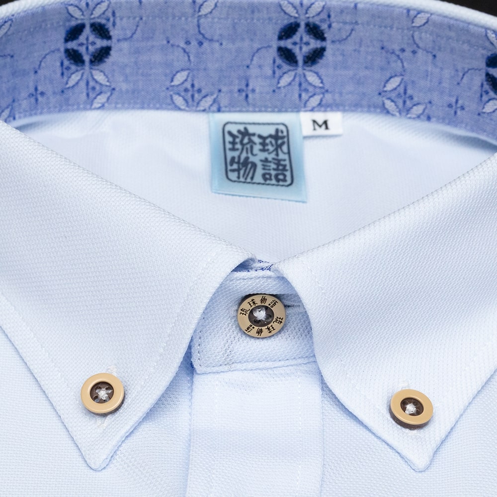 【3L】T1901B　メンズ　＜七宝紋様柄使い＞　ボタンダウン　長袖