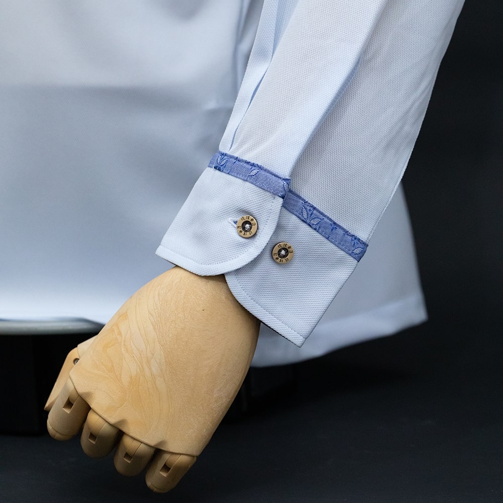 【3L】T1901B　メンズ　＜七宝紋様柄使い＞　ボタンダウン　長袖