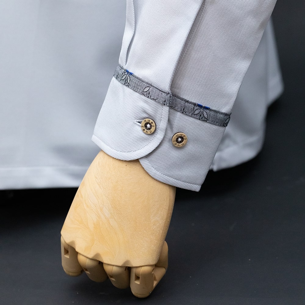 【3L】T1901B　メンズ　＜七宝紋様柄使い＞　ボタンダウン　長袖