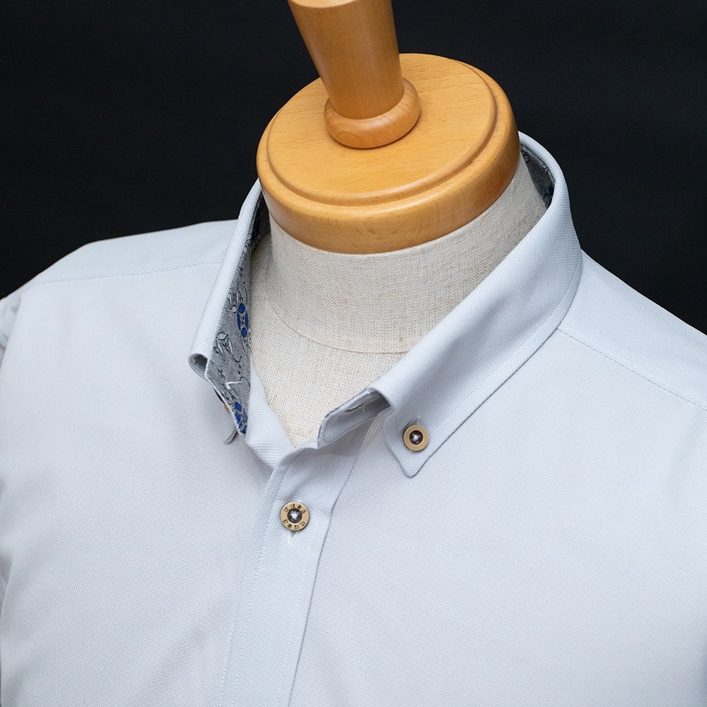 【3L】T1901B　メンズ　＜七宝紋様柄使い＞　ボタンダウン　長袖