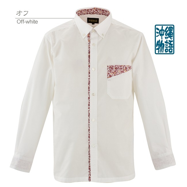 OM1911【光電子®】メンズ　＜アカショウビン柄使い＞　ボタンダウン　長袖