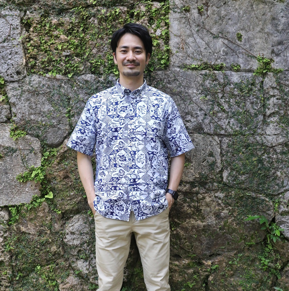 【受注生産受付中】A-9B　メンズ　＜琉球伝統紋様藍型染＞　【20枚限定】