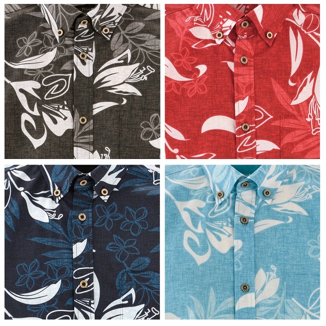OK1847　メンズ　＜テッポウユリ柄＞　ボタンダウン