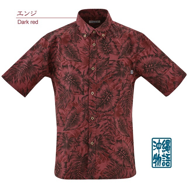 OK1860B　メンズ　＜ヤシ・リーフ柄＞　ボタンダウン