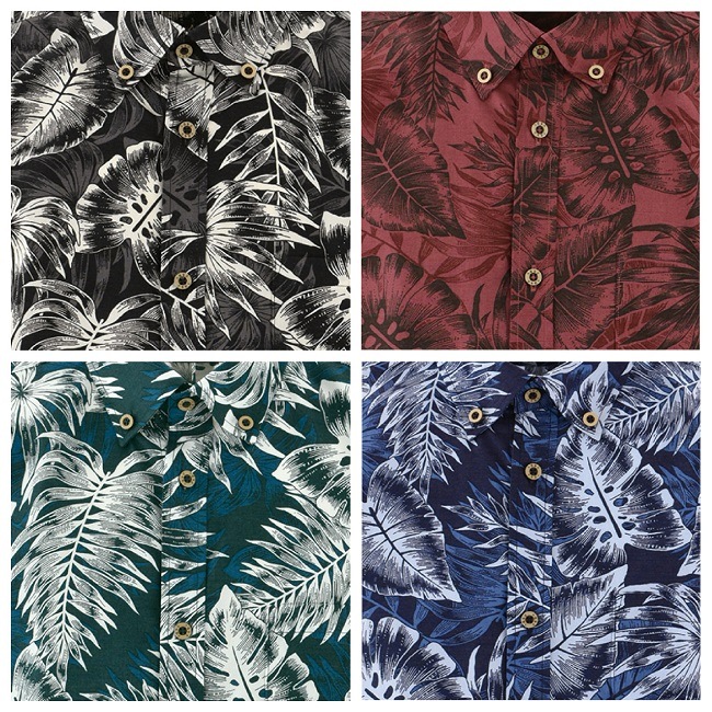 OK1860B メンズ ＜ヤシ・リーフ柄＞ ボタンダウン通販｜かりゆしウェア