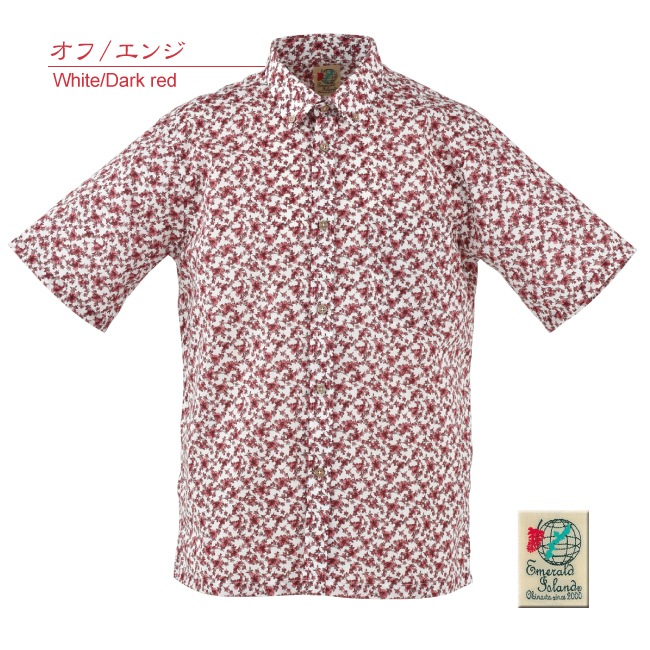 EM1873　メンズ　＜ハイビ小花柄＞　ボタンダウン