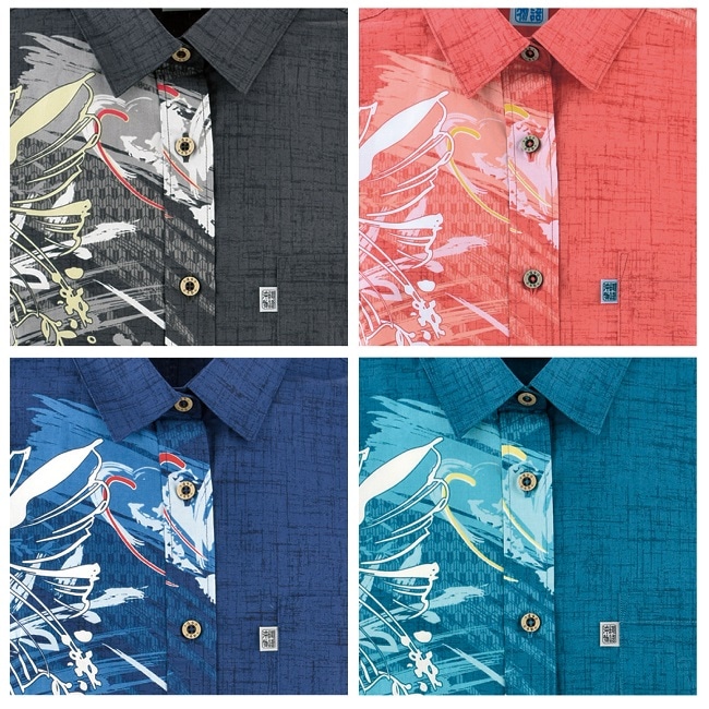 OK1144　レディース　＜ハイビパネル柄＞　シャツカラー半袖