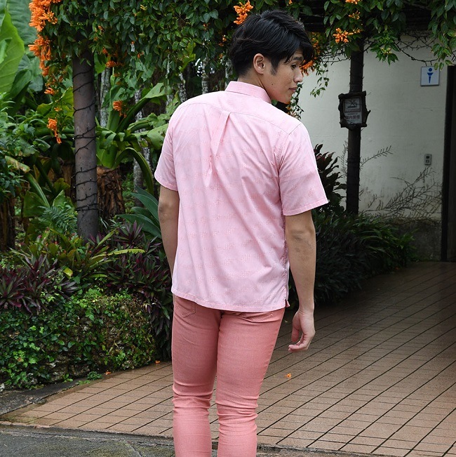 OKJ1835 メンズ ＜七宝紋様柄＞ ボタンダウン通販｜かりゆし