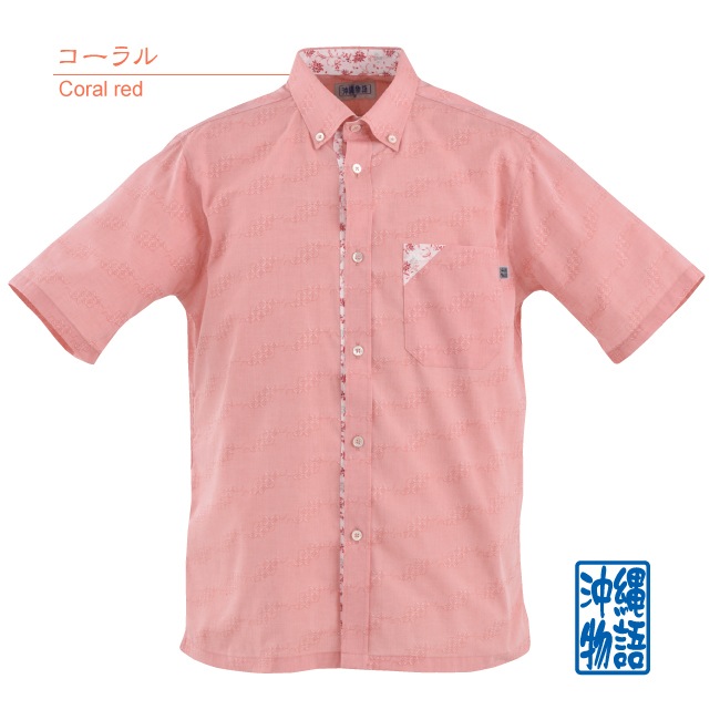 OKJ1835　メンズ　＜七宝紋様柄＞　ボタンダウン
