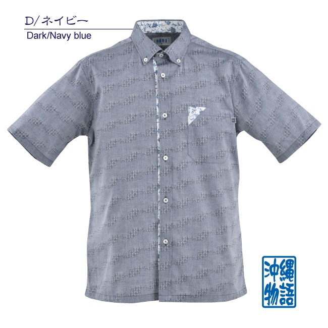 OKJ1835　メンズ　＜七宝紋様柄＞　ボタンダウン